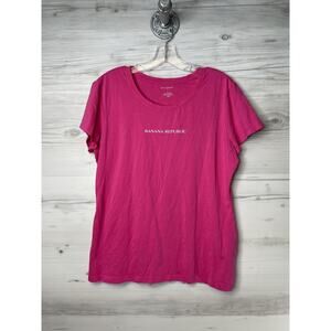 Banana Republic Shirt Womens Large Pink Crewneck Graphic Spell Out Tee T-Shirt